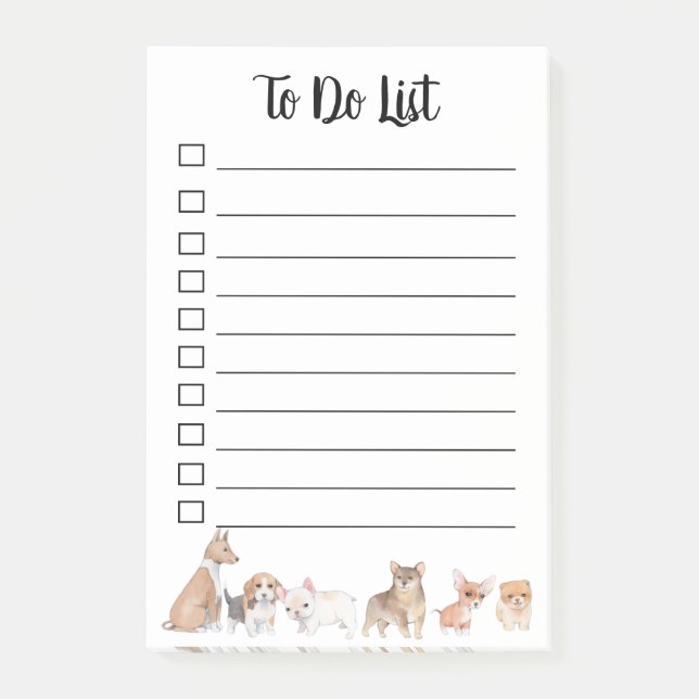 To Do List for the Dog Theme Post-it Notes (Front)