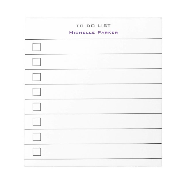 TO DO LIST Minimalist Modern Lined Check Boxes Notepad (Front)
