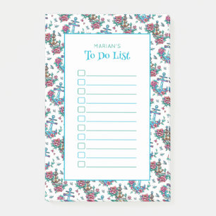 "To Do List" Personalised Nautical Floral Pattern Post-it Notes