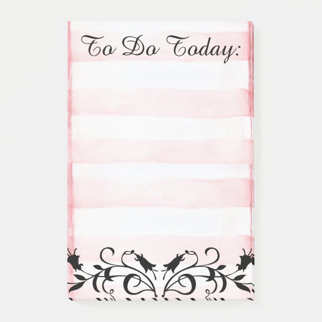 To Do List Pin Stripes & Floral Design Post-it Notes (Front)