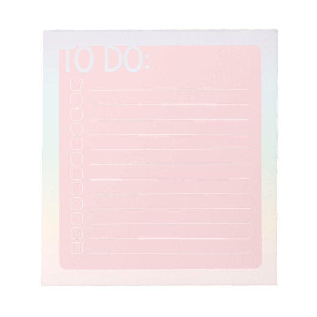 To Do List (Pink Pastel Rainbow) Notepad (Front)