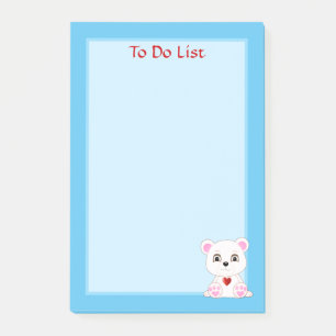 To Do List Polar Bear on Light Blue Post-it Notes