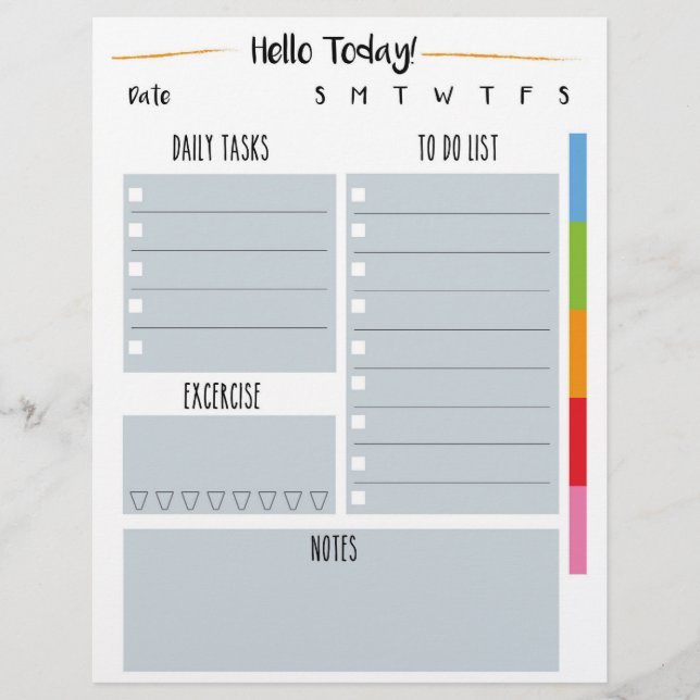 To do list - Printable daily/weekly organiser Flyer (Front)