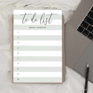 To Do List Script Stripes Sage Green Notes