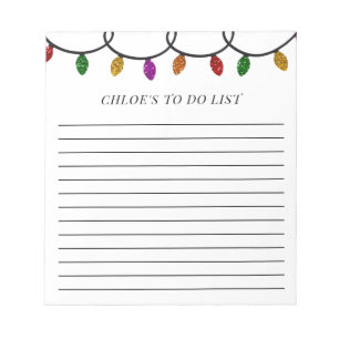 To Do List String of Lights Christmas Notepad