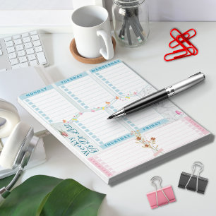 To Do List with Flower Butterfly Blue Pink Theme Notepad