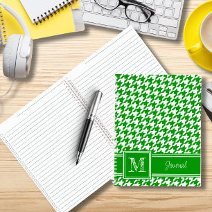 To-Do Monogrammed Green Houndstooth Checklist Notebook