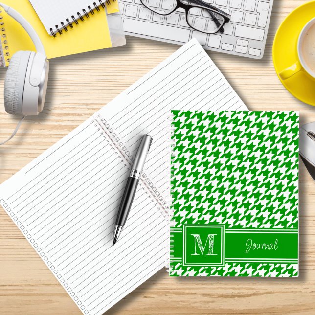 To-Do Monogrammed Green Houndstooth Checklist Notebook (Creator Uploaded)