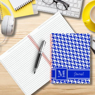 To-Do Monogrammed Royal Blue Houndstooth Checklist Notebook