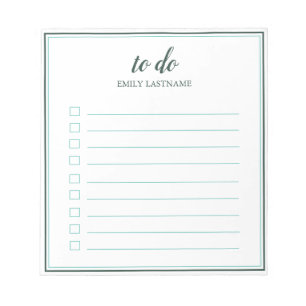 To Do Personalised with Border Teal Aqua Notepad