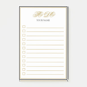 To Do Personalized Gold Script Post-It Notes