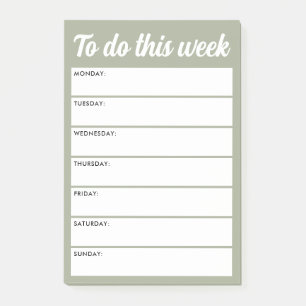 To do this week muted sage green weekly planner post-it notes