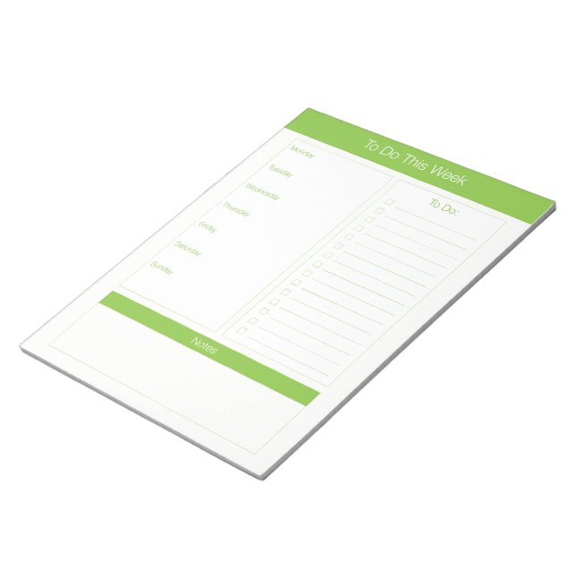 To Do This Week - Weekly Planner - Lime Green Notepad (Angled)