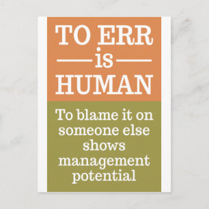 "To err is human" postcard