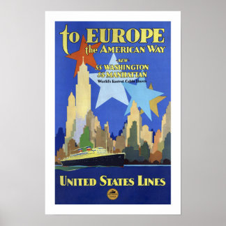 To Europe The American Way Poster
