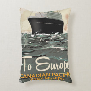 To Europe Vintage Canadian Travel poster Decorative Cushion