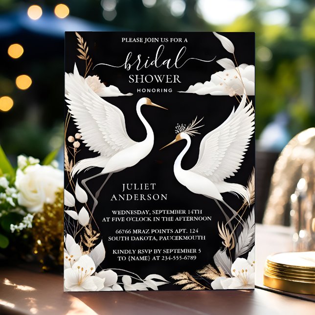 To Feather Asian Sky Cloud Crane Fun Bridal Shower Invitation (Creator Uploaded)