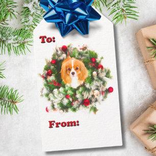 To & From Cavalier King Charles Wreath Gift Tags