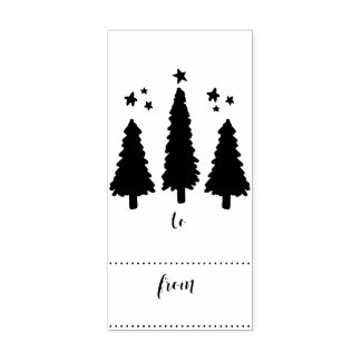 To / From Christmas Tree Gift Tag Rubber Stamp