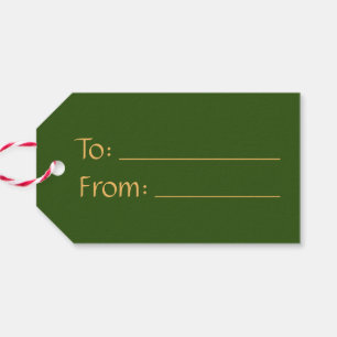To/from Green Gold Elegant Vintage Christmas     Gift Tags