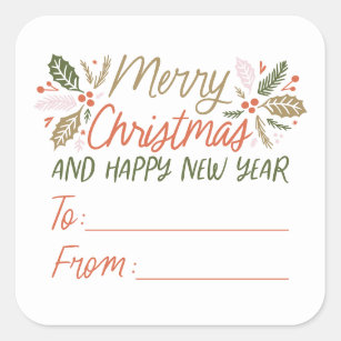 To/from Holly Berry Personalised Christmas Square Sticker