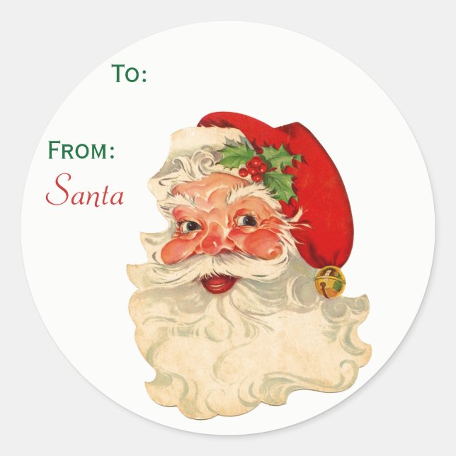 To From Santa Claus Face Christmas Tag (Front)