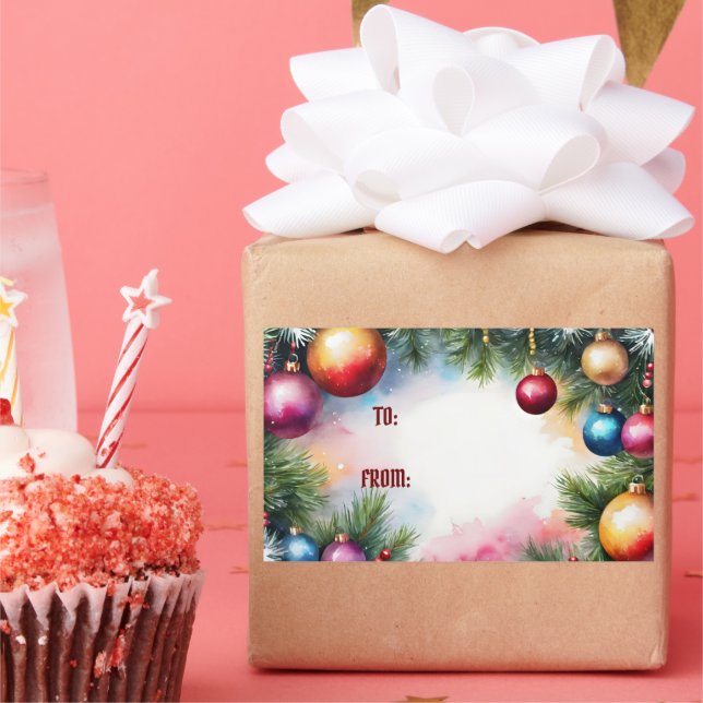 TO/FROM STICKER, CHRISTMAS ORNAMENTS, RECTANGULAR STICKER (Party)