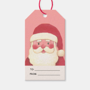 To / From Watercolor Santa Christmas Gift Tags