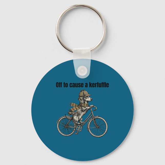 To Funny Off Cause Kerfuffle Dachshund Dog Key Ring (Front)