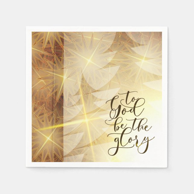 to God be the Glory Christmas Gold Trees Stars Napkin (Front)