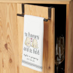 To Havarti & To Hold Cute Funny Cheese Pun Tea Towel<br><div class="desc">This funny cheese pun kitchen towel features the play on words phrase "to havarti and to hold" with a pair of smiling havarti cheese wedges holding hands. Personalise with your names and wedding or anniversary date,  or create a hilarious gift for a cheese loving couple!</div>