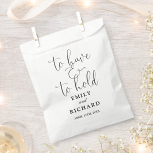 To Have And To Hold Black And White Wedding Favour Bags