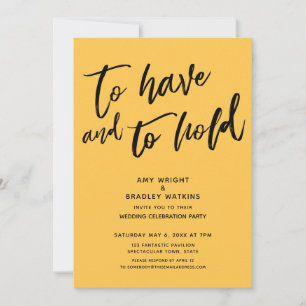 To Have and to Hold Handwriting Apricot Reception Invitation