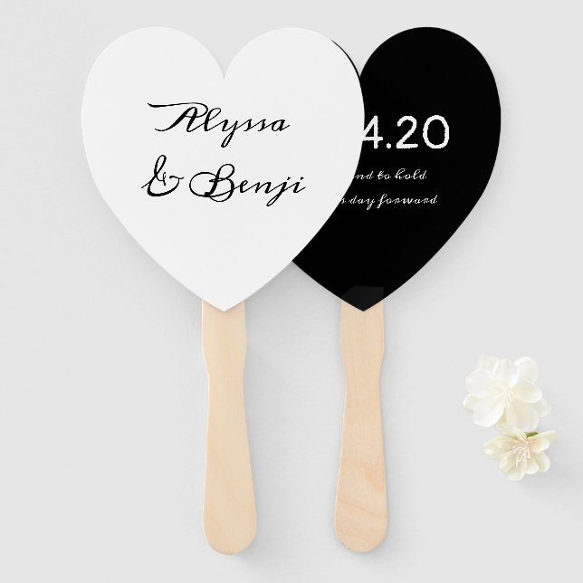 To Have and To Hold Heart Shaped Wedding Fan (Front and Back)