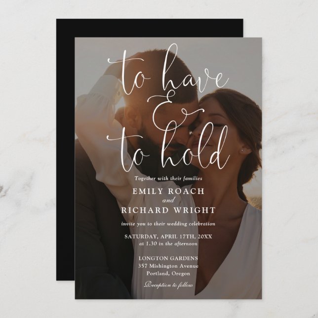 To Have And To Hold QR Code Photo Wedding Invitation (Front/Back)