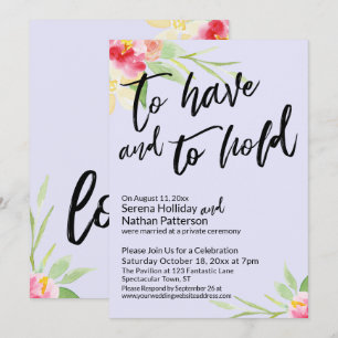To Have and To Hold Watercolor Flowers Lavender Invitation