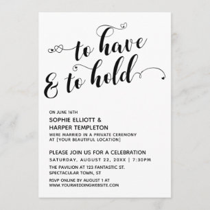 To Have & To Hold Script, Hearts Reception-Only Invitation