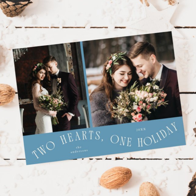 To Hearts One Holiday Newlywed Photo Denim Blue (Creator Uploaded)