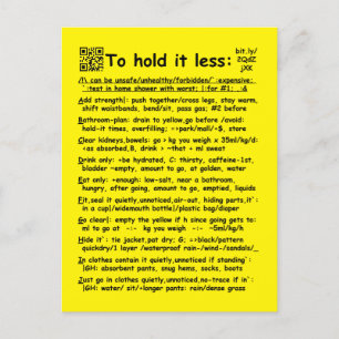 "To hold it less" postcard