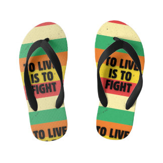 To Live Is To Fight - Retro Stripes Inspirational  Kid's Jandals