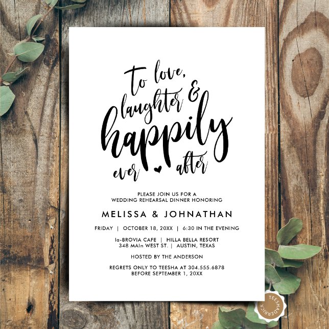 To Love Laughter and Happily Ever After Invitation (To Love Laughter and Happily Ever After, Wedding Rehearsal Dinner or Brunch Invitation Card)