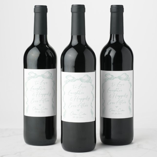 To Love Laughter And Happily Ever After Wedding Wine Label (Bottles)