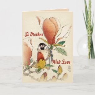 To Mother With Love Vintage Magnolia Bloom Branch Card