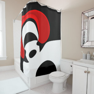To Mr. Redd: Abstract Accented Black and White Shower Curtain