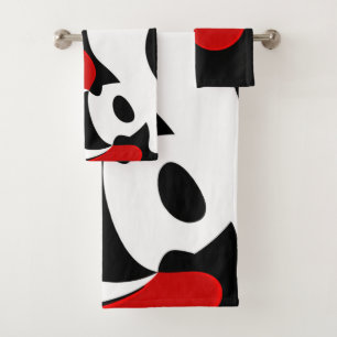 To Mr. Redd: Abstract Black, White & Red Bath Towel Set
