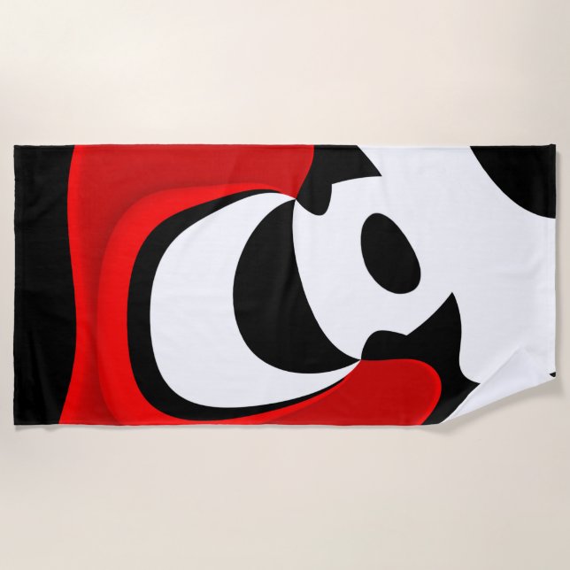 To Mr. Redd: Abstract Black, White & Red Beach Towel (Front)