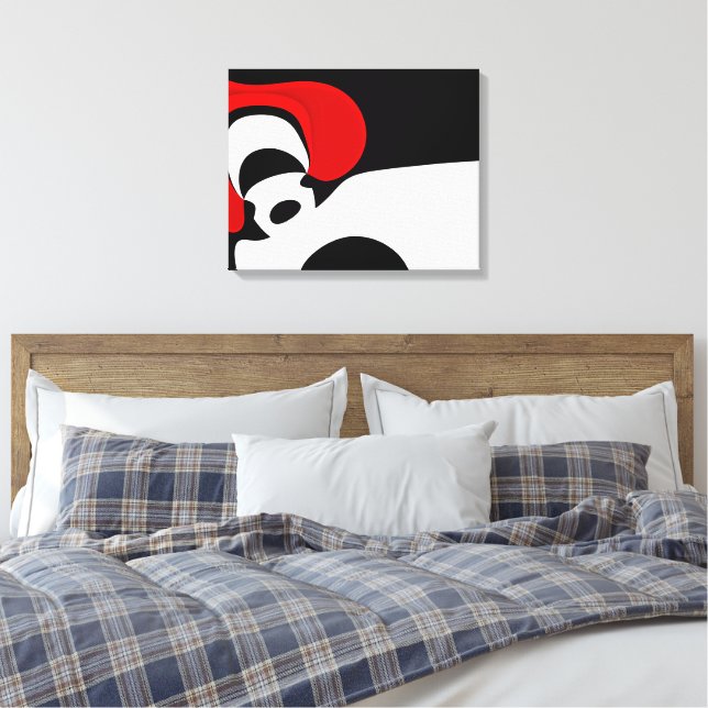 To Mr. Redd: Abstract Black, White & Red Canvas Print (Insitu(Bedroom))