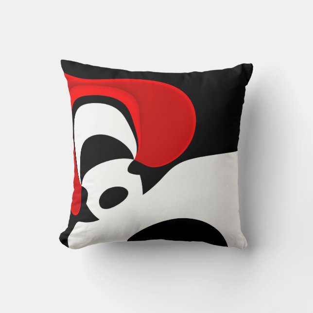To Mr. Redd: Abstract Black, White & Red Cushion (Front)