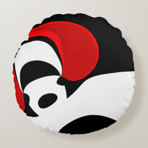 To Mr. Redd: Abstract Black, White & Red Round Cushion