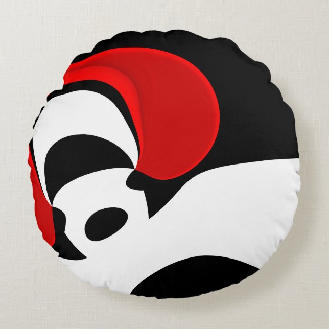 To Mr. Redd: Abstract Black, White & Red Round Cushion (Front)